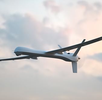 An unmanned aerial vehicle in flight