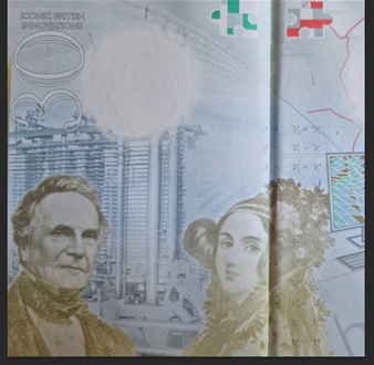 Ada Lovelace and Charles Babbage appearing in the modern British passport as homage to their achievements in computer science.