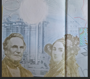 Ada Lovelace and Charles Babbage appearing in the modern British passport as homage to their achievements in computer science.