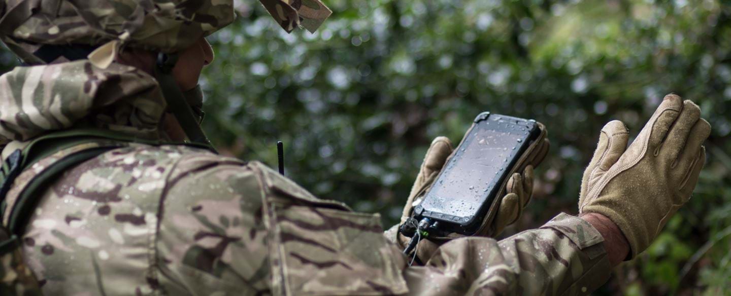 A soldier using a dismounted situational awareness device