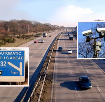 An automated number plate reader in use on a motorway