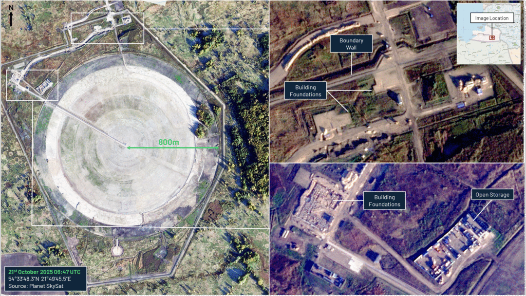 Figure 3: Annotated Planet Sky-Sat imagery of the Circularly Disposed Antenna Array (CDAA) within Kaliningrad. 