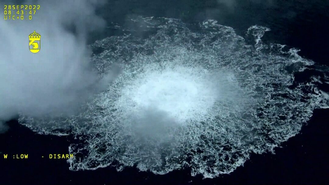 Figure 2: Image of the Nord-stream incident captured by the Swedish Coast Guard 
